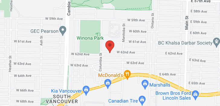 map of 258 W 62ND AVENUE